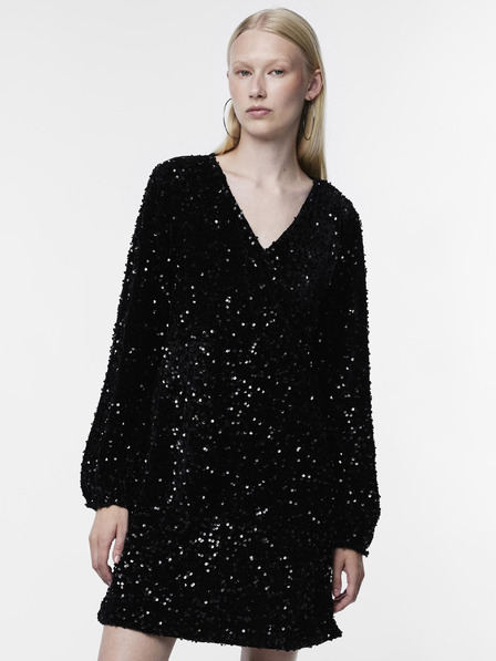 Pieces Schwarzes Damen Paillettenkleid Pieces Kam