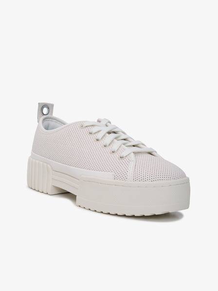 Diesel Diesel Merley Creme Damen Leder Plateau Turnschuhe
