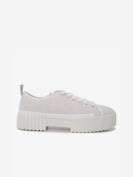 Diesel Diesel Merley Creme Damen Leder Plateau Turnschuhe