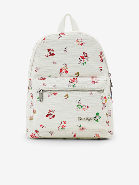Desigual Weißer geblümter Damenrucksack Desigual Delirium Mombasa Mini