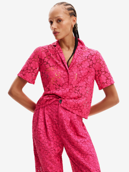 Desigual Dunkelrosa Desigual Siena Damen-Spitzenhemd
