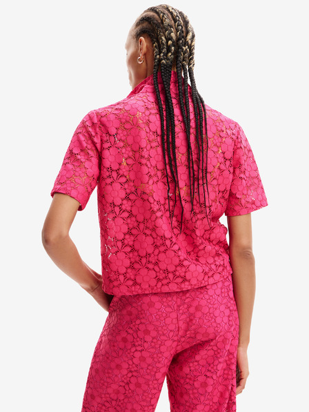 Desigual Dunkelrosa Desigual Siena Damen-Spitzenhemd