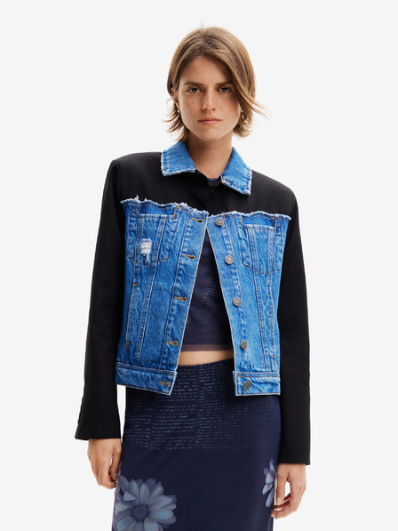 Desigual Schwarze und blaue Desigual Wheeler Jeansjacke für Damen