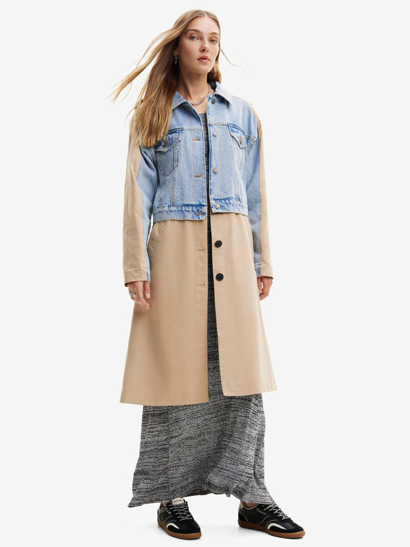 Desigual Blauer und beiger Damen Desigual Shorlock Trenchcoat