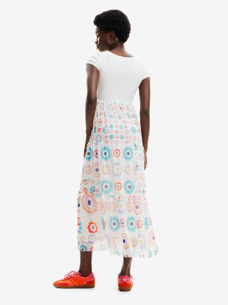 Desigual Weißes gemustertes Maxikleid für Damen Desigual Galiana