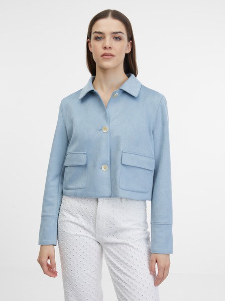Orsay Blaue Damenjacke aus Veloursleder ORSAY