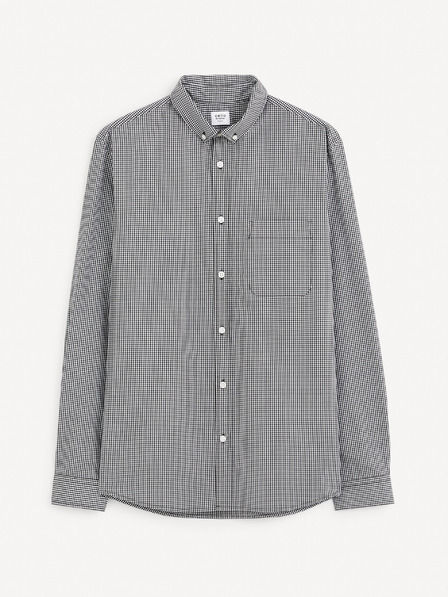 Celio Schwarzes gemustertes Herrenhemd Celio Gaopur