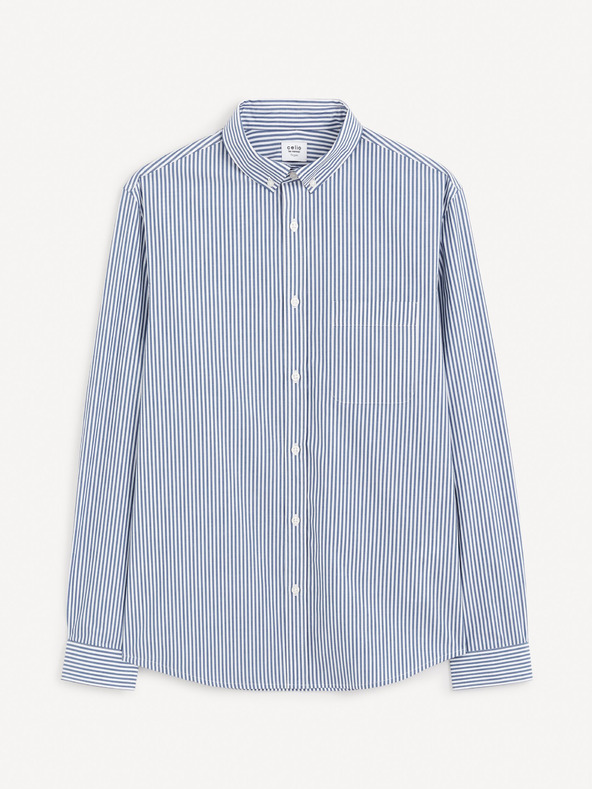 Celio Blaues gestreiftes Herrenhemd Celio Gaopur