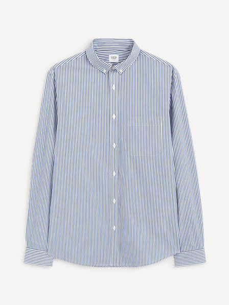 Celio Blaues gestreiftes Herrenhemd Celio Gaopur