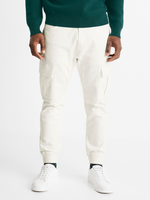 Celio Cremefarbene Herren Cargohose Celio Cokit4