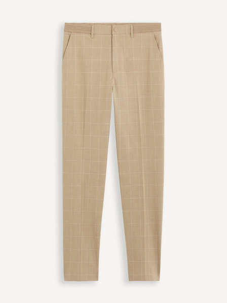 Celio Beige karierte Herren-Chinohose Celio Gocarreau