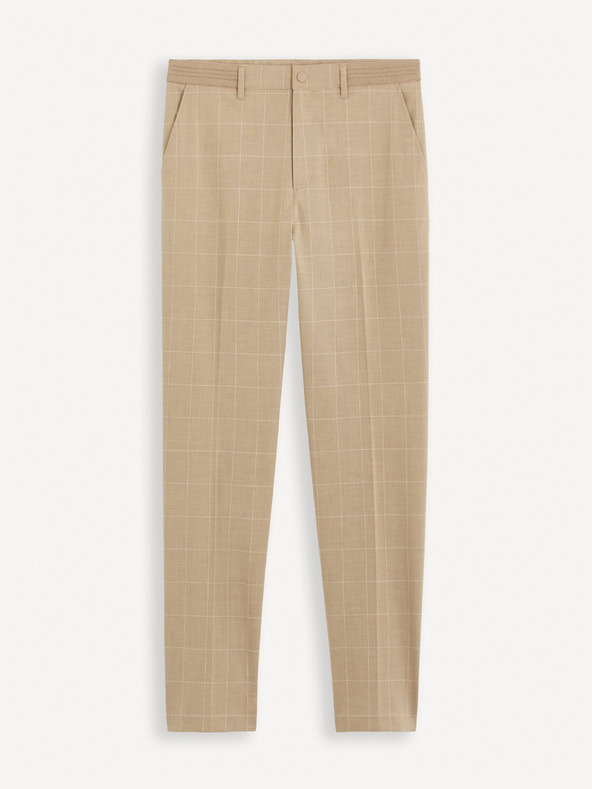 Celio Beige karierte Herren-Chinohose Celio Gocarreau