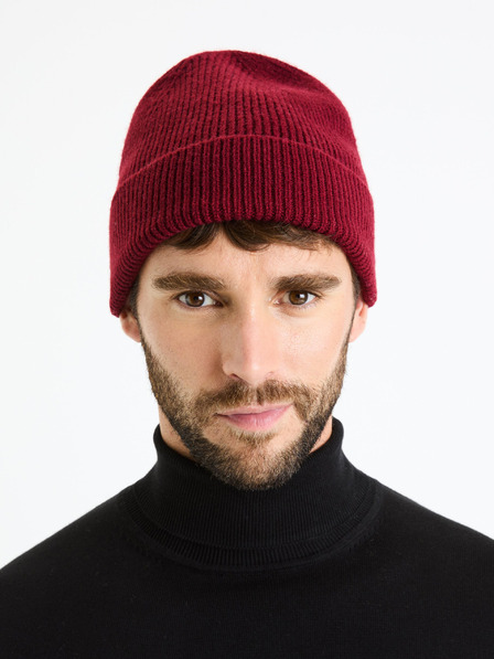 Celio Burgunderrote Herren-Wintermütze Celio Viribean