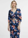 Orsay Dunkelblaue Damenbluse mit Blumenmuster ORSAY