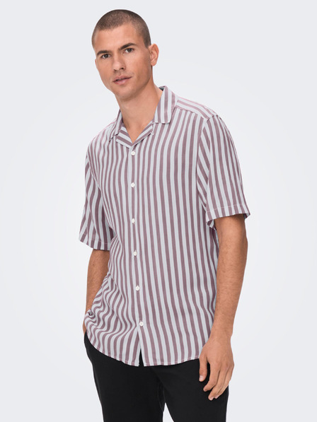 ONLY & SONS Rosa-weiß gestreiftes Herren-Kurzarm-Shirt ONLY & SONS Wayne
