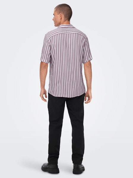 ONLY & SONS Rosa-weiß gestreiftes Herren-Kurzarm-Shirt ONLY & SONS Wayne