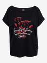 Sam 73 Schwarzes bedrucktes Damen-T-Shirt SAM73 Circinus