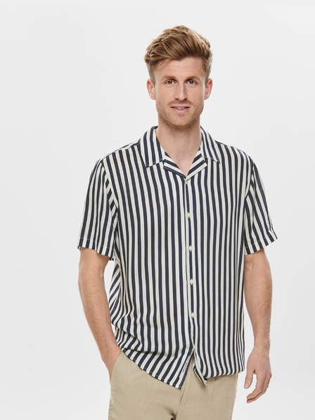 ONLY & SONS Dunkelblau gestreiftes Hemd mit normaler Passform ONLY & SONS Wayne