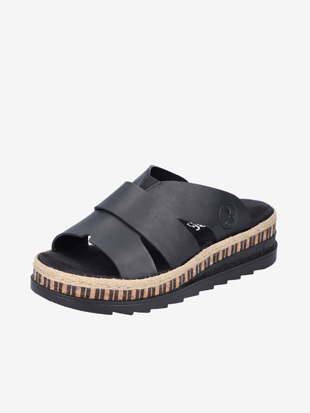 Rieker Schwarze Damen Plateauslipper Rieker