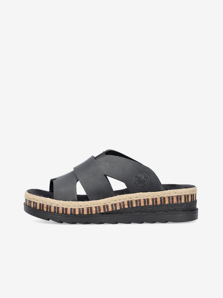 Rieker Schwarze Damen Plateauslipper Rieker
