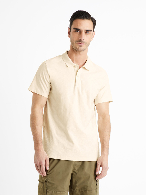 Celio Cremefarbenes Herren-Poloshirt Celio Feflame