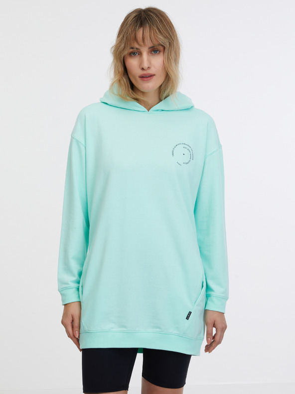 Sam 73 Türkisfarbenes verlängertes Damen-Kapuzenshirt SAM 73 Lola