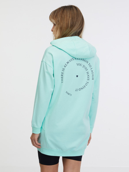 Sam 73 Türkisfarbenes verlängertes Damen-Kapuzenshirt SAM 73 Lola