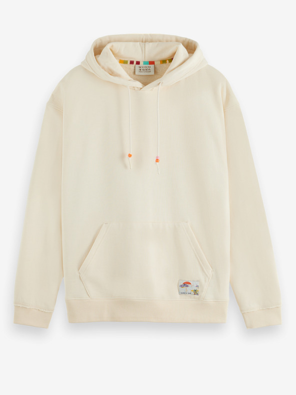 Scotch & Soda Cremefarbener Scotch & Soda-Kapuzenpullover für Männer