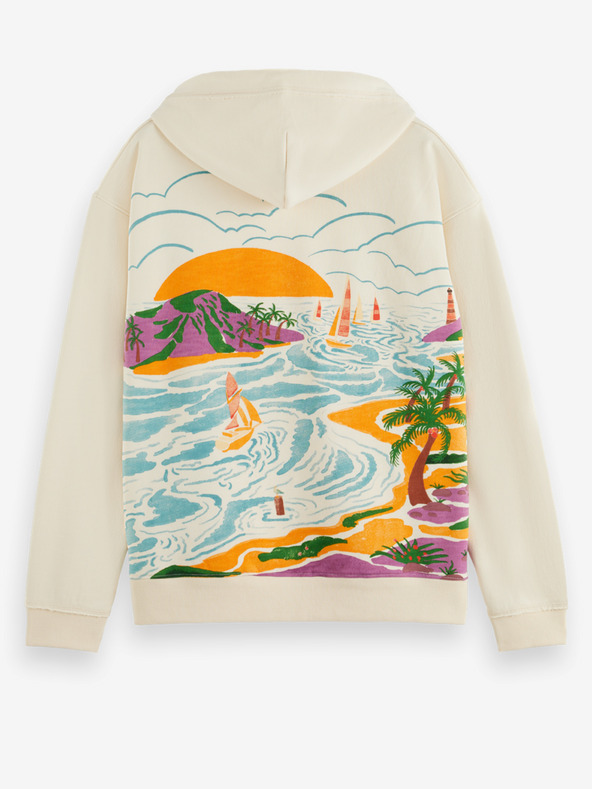 Scotch & Soda Cremefarbener Scotch & Soda-Kapuzenpullover für Männer