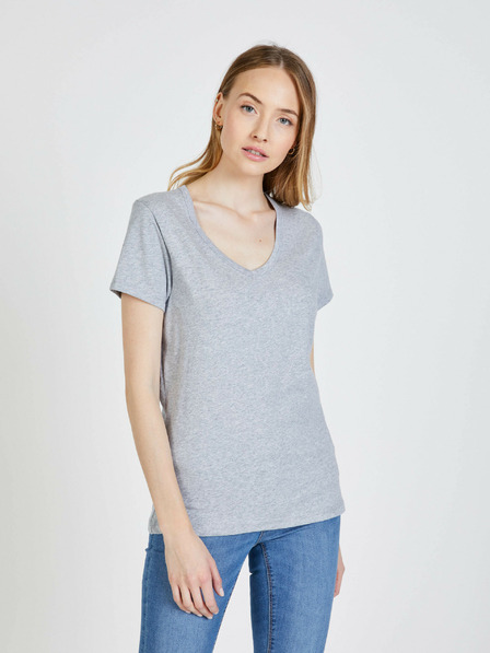Sam 73 Hellgraues gestreiftes Damen-T-Shirt SAM 73 Una