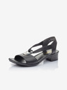 Rieker Schwarze Damen Ledersandalen mit Absatz Rieker
