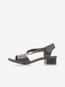 Rieker Schwarze Damen Ledersandalen mit Absatz Rieker