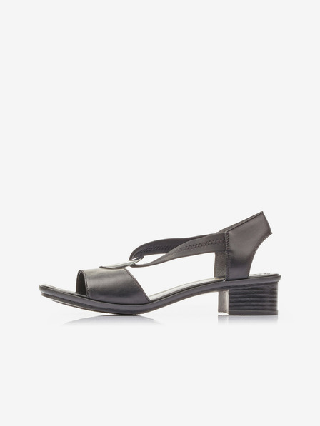 Rieker Schwarze Damen Ledersandalen mit Absatz Rieker