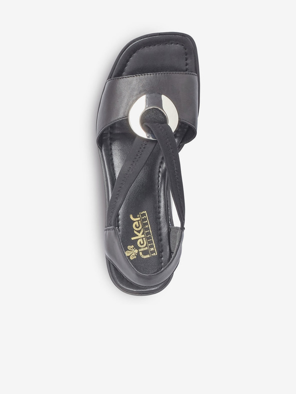 Rieker Schwarze Damen Ledersandalen mit Absatz Rieker