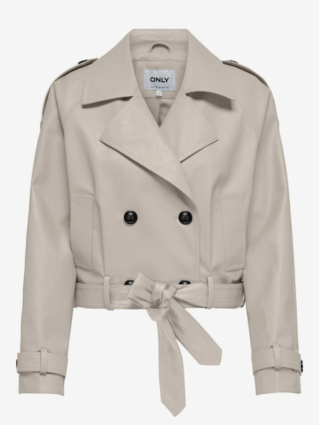 ONLY Cremefarbene Damen-Lederjacke ONLY Vera