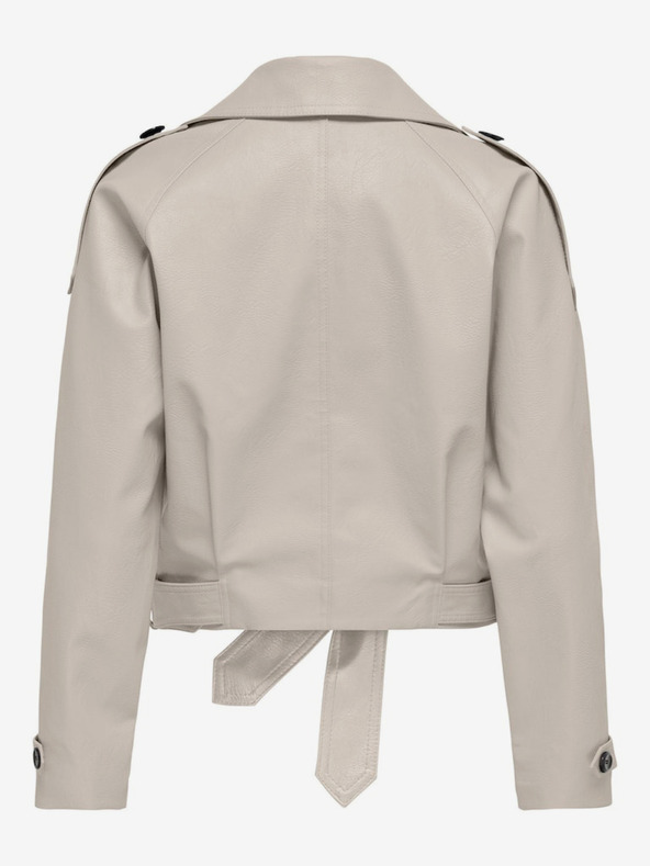 ONLY Cremefarbene Damen-Lederjacke ONLY Vera