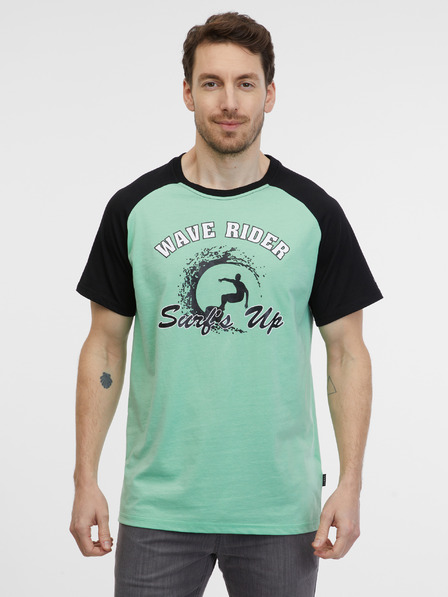 Sam 73 Schwarz-grünes Herren-T-Shirt SAM 73 Esteban