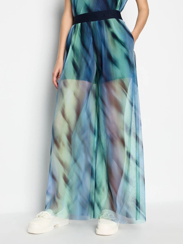 Armani Exchange Blau Gemusterte Damen Chiffonhose Armani Exchange