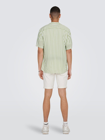 ONLY & SONS Weiß-grün gestreiftes Kurzarmhemd für Herren ONLY & SONS Wayne