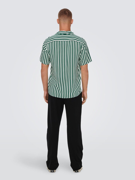 ONLY & SONS Weiß-grün gestreiftes Kurzarmhemd für Herren ONLY & SONS Wayne