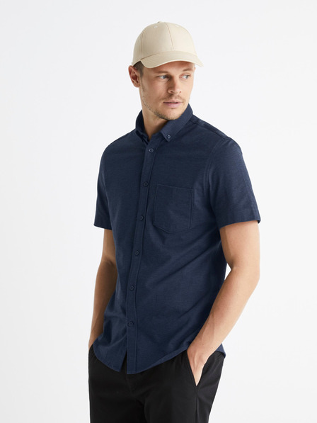 Celio Dunkelblaues Herrenhemd Celio Barik kurzarm