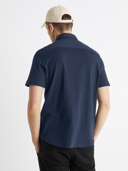 Celio Dunkelblaues Herrenhemd Celio Barik kurzarm