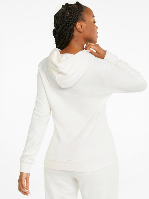 Puma Cremefarbener Puma ESS+ Stickerei Hoodie TR