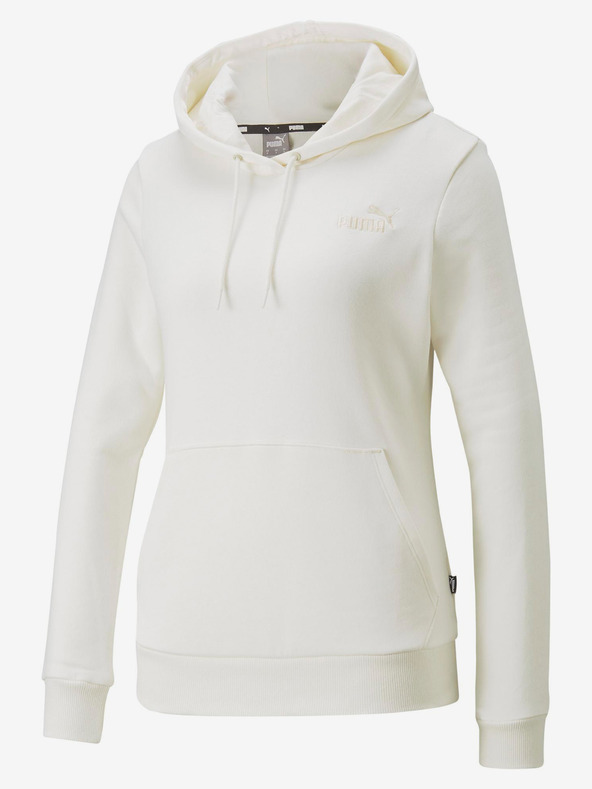 Puma Cremefarbener Puma ESS+ Stickerei Hoodie TR
