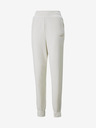 Puma Cremefarbene Puma ESS+ Stickerei Hose mit hohem Bund für Frauen