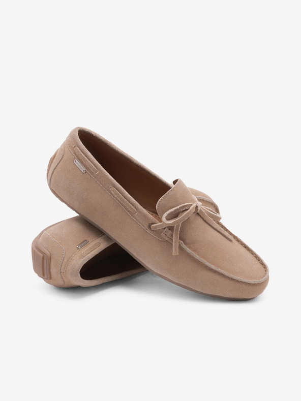 Ombre Clothing Beigefarbene Herren-Slipper aus Leder mit Driver-Sohle Ombre Clothing