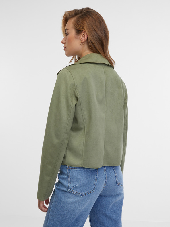 Orsay Khakifarbene Damenjacke aus Veloursleder ORSAY