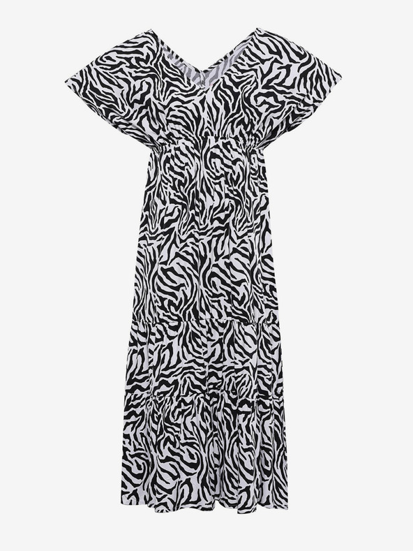 ALPINE PRO Schwarz-weißes Damen-Sommerkleid mit Tierprint ALPINE PRO Graana