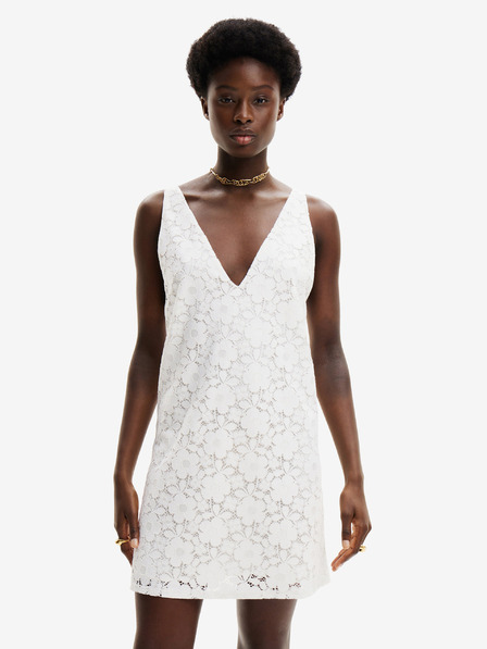 Desigual Weißes Desigual Lace Damen-Kleid
