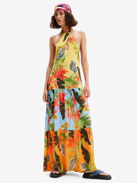 Desigual Gelbes Floral Beach Maxikleid für Damen Desigual Tropi
